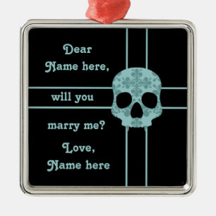 Ornement Carré Argenté Goth victorienne damask crâne proposition de maria