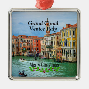 Ornement Carré Argenté Grand Canal, Venise, Noël