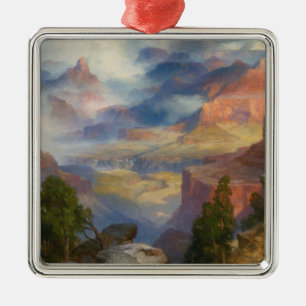 Ornement Carré Argenté Grand Canyon à Mist (par Thomas Moran)