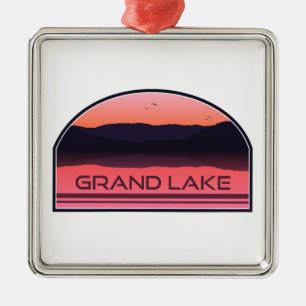 Ornement Carré Argenté Grand Lake Colorado Red Sunrise