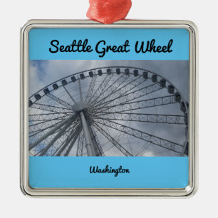 Ornement Carré Argenté Grande roue Puget Sound Washington de Seattle