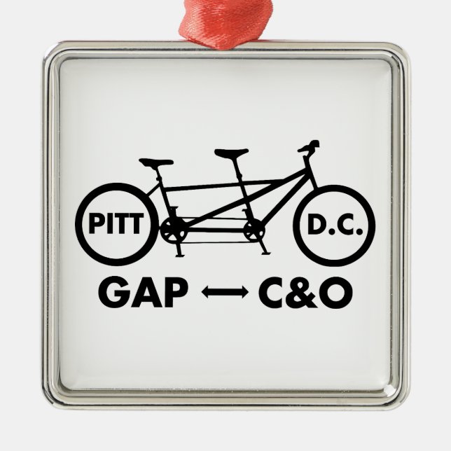 Ornement Carré Argenté Great Allegheny Passage C&O Canal Towpath Tandem (Devant)