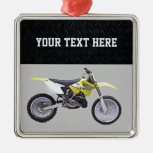 Ornement Carré Argenté Green Dirt Bike Sports Boy Christmas Boy
