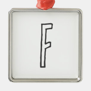 Ornement Carré Argenté Grey & White Initial Letter Monogrammed Plain