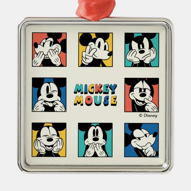 Ornement Carré Argenté Grille de souris couleur Mickey (Devant)
