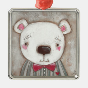 Ornement Carré Argenté GROS VISAGES HEUREUX par studiodudaart - Ours pola