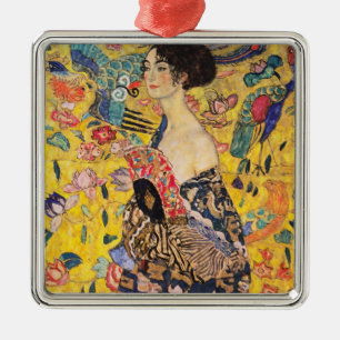 Ornement Carré Argenté Gustav Klimt - Dame au éventail