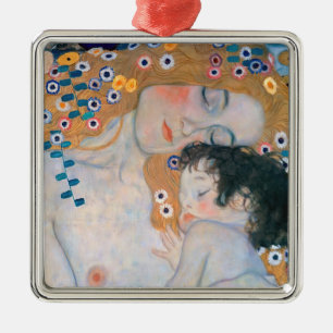 Ornement Carré Argenté Gustav Klimt - Mère et Enfant