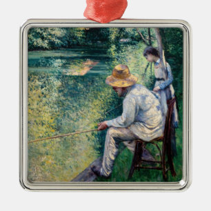 Ornement Carré Argenté Gustave Caillebotte - Pêche à la ligne