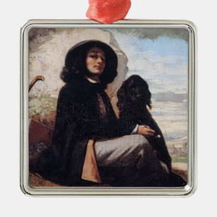Ornement Carré Argenté Gustave Courbet - Autoportrait au chien noir