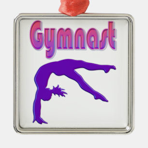 Ornement Carré Argenté Gymnast Power Tumbling Purple Metallic