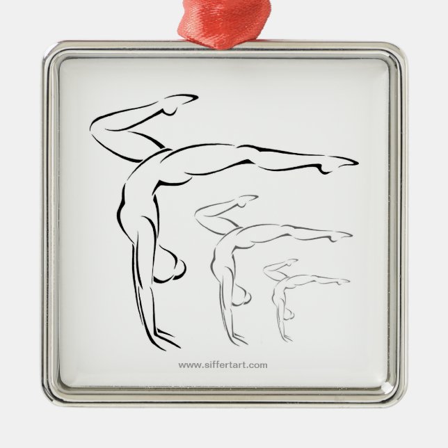 Ornement Carré Argenté Gymnastique (Devant)