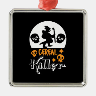 Ornement Carré Argenté Halloween Funny Cereal Birthday