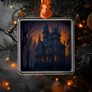 Ornement Carré Argenté Halloween Haunted Mansion