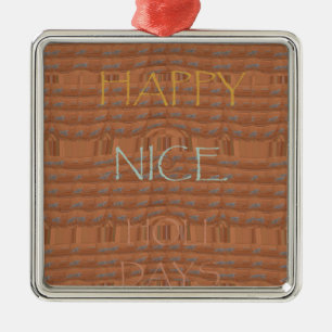 Ornement Carré Argenté Happy Holidays Zebra Art Print