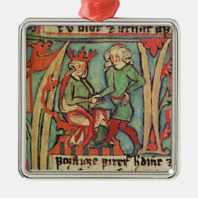Ornement Carré Argenté Harald I Fairhair Guthrum de salutation 'Flateybok (Devant)