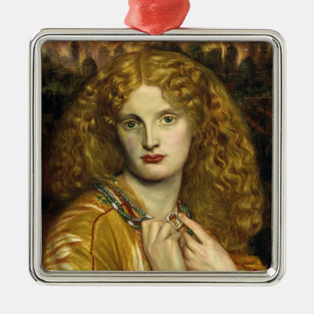 Ornement Carré Argenté Helen of Troy (par Dante Gabriel Rossetti) (Devant)