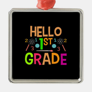 Ornement Carré Argenté Hello 1st Grade