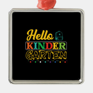 Ornement Carré Argenté Hello Kinder Garten
