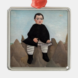 Ornement Carré Argenté Henri Rousseau - Garçon sur les rochers