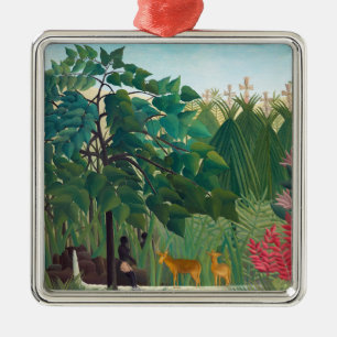 Ornement Carré Argenté Henri Rousseau - La cascade