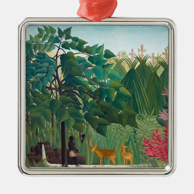 Ornement Carré Argenté Henri Rousseau - La cascade (Devant)