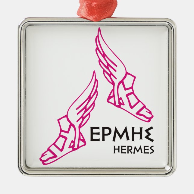 Ornement Carré Argenté Hermes/Ermis - un des 12 dieux grecs (Devant)