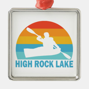 Ornement Carré Argenté High Rock Lake Caroline du Nord Kayak