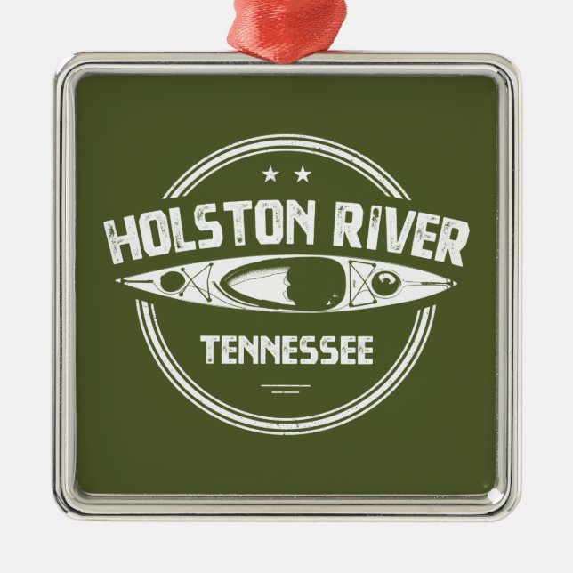 Ornement Carré Argenté Holston River Tennessee Kayak (Devant)