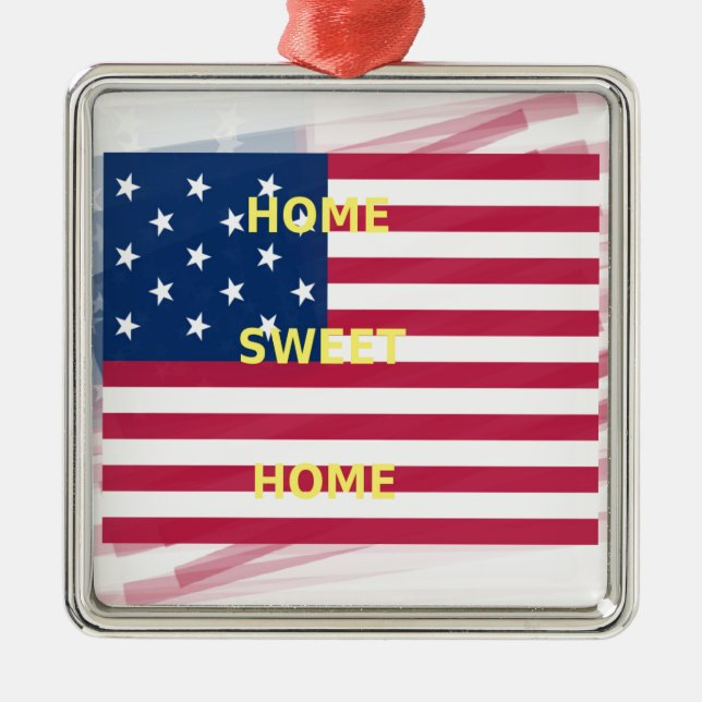 Ornement Carré Argenté Home Swet Home (Devant)