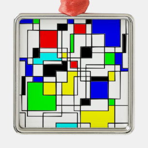 Ornement Carré Argenté Hommage Random Carré À Mondrian