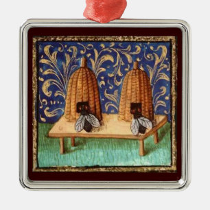 ORNEMENT CARRÉ ARGENTÉ HONEY BEE, BEEKEPER BEEKEPER APIARIST