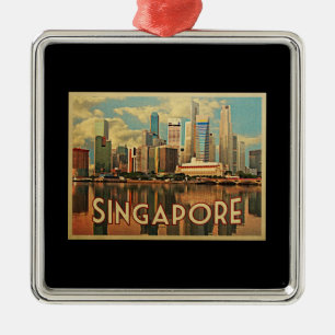 Ornement Carré Argenté Horizon de Singapour