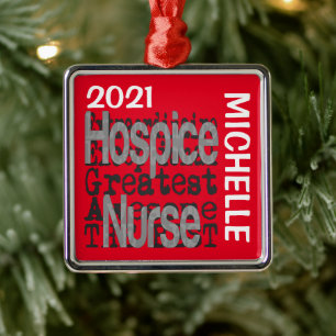 Ornement Carré Argenté Hospice Nurse Extraordinaire PERSONNALISÉ