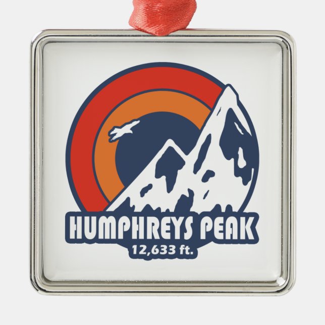 Ornement Carré Argenté Humphreys Peak Arizona Sun Eagle (Devant)