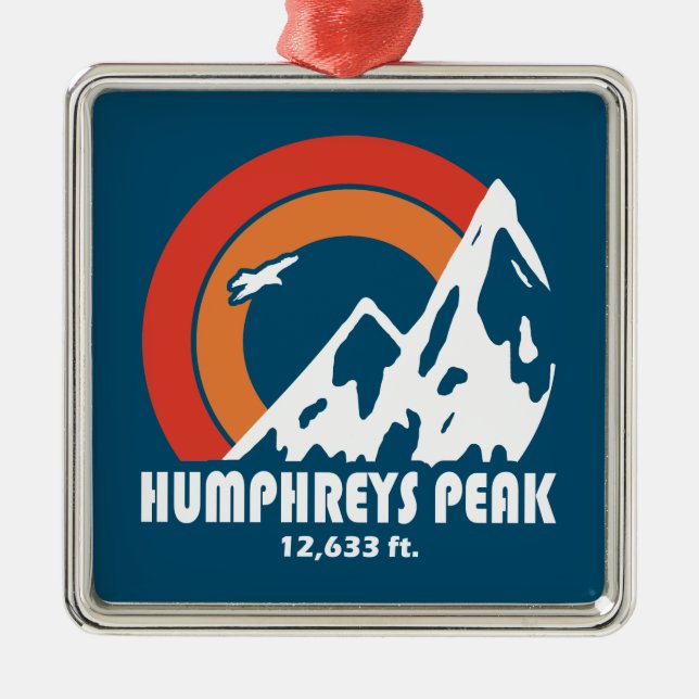 Ornement Carré Argenté Humphreys Peak Arizona Sun Eagle (Devant)