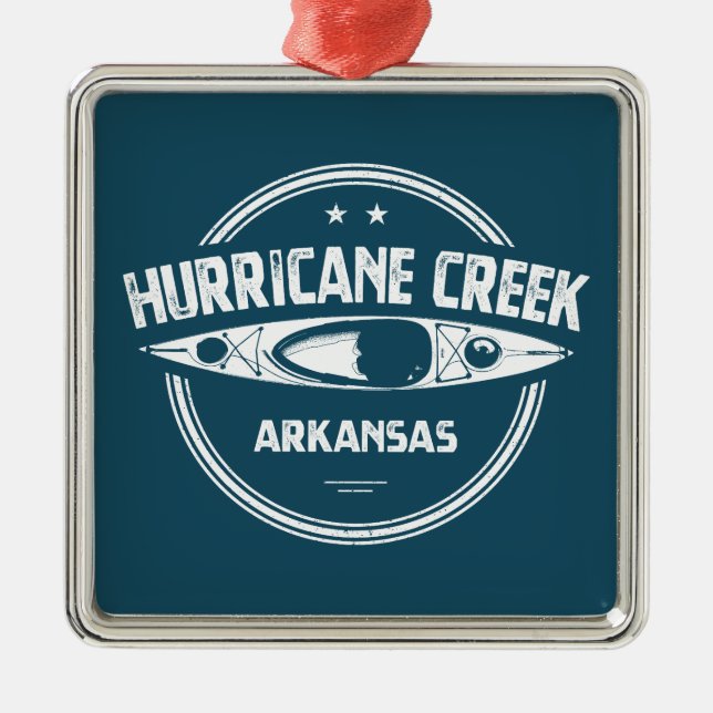 Ornement Carré Argenté Hurricane Creek Arkansas Kayaking (Devant)