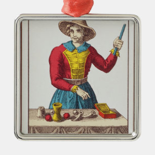 Ornement Carré Argenté I le magicien, sept cartes de tarot