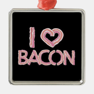 Ornement Carré Argenté I Love Bacon