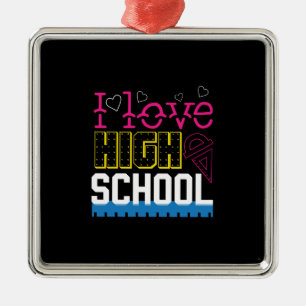 Ornement Carré Argenté I Love High School
