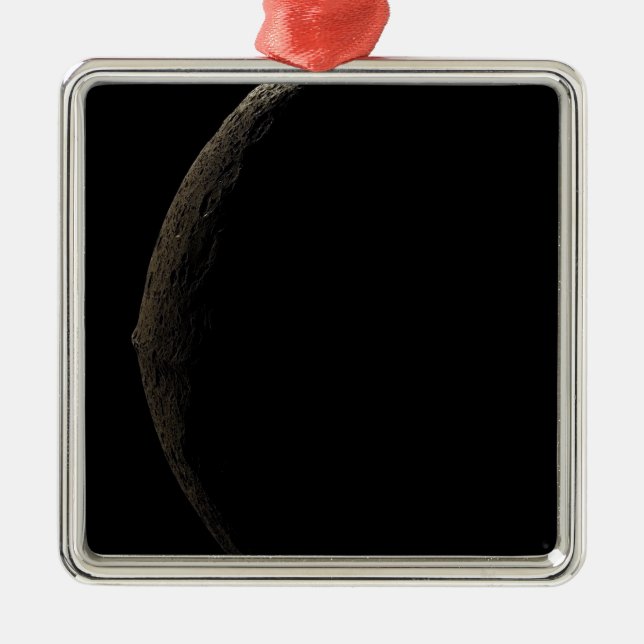Ornement Carré Argenté Iapetus de la lune de Saturne (Devant)
