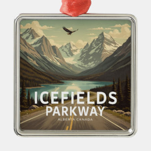 Ornement Carré Argenté Icefields Parkway Alberta Canada Eagle