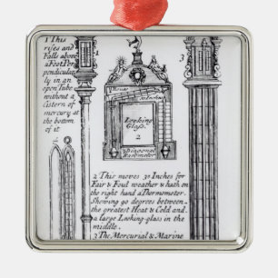 Ornement Carré Argenté Illustration annotée d'en suspens, diagonale