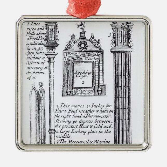 Ornement Carré Argenté Illustration annotée d'en suspens, diagonale (Devant)