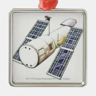 Ornement Carré Argenté Illustration de satellite utilisée pour la