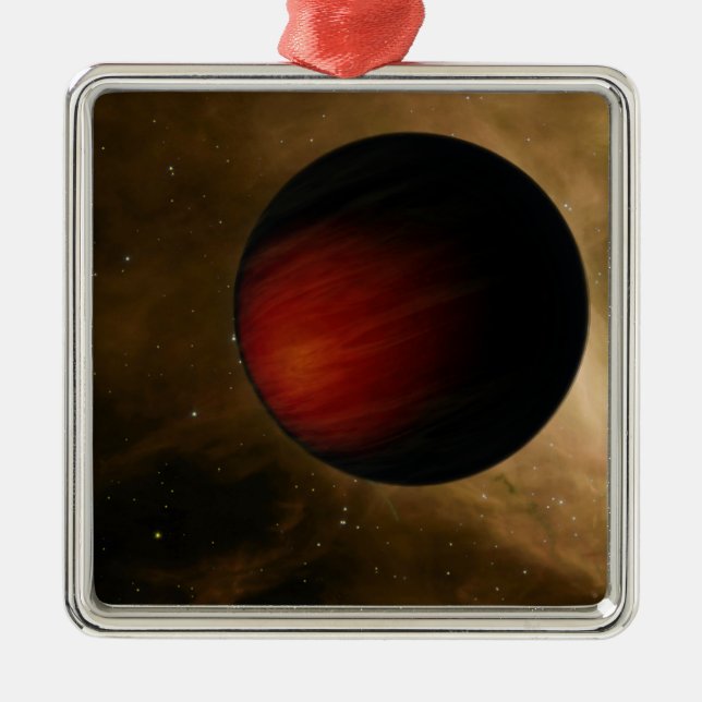 Ornement Carré Argenté Illustration d'un Jupiter chaud appelé HD 149026b (Devant)