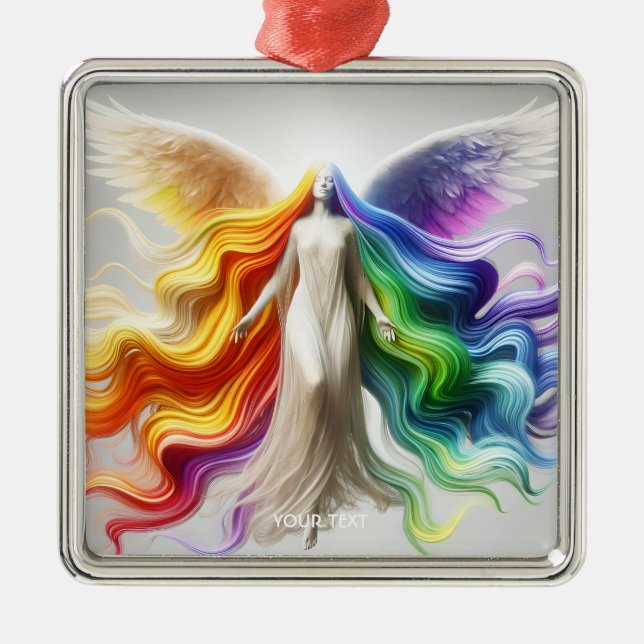 Ornement Carré Argenté Imaginaire Cute Pride Rainbow Angel (Devant)