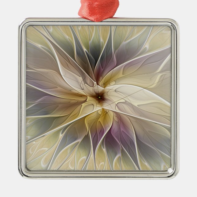 Ornement Carré Argenté Imaginaire Floral Gold Eggplant Art Fractal Abstra (Devant)