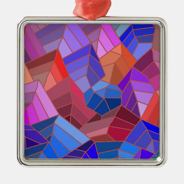 Ornement Carré Argenté Imaginaire Montagnes Vue du ciel (Devant)