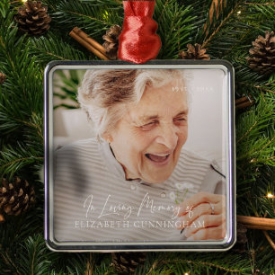 Ornement Carré Argenté In Love Memory Modern Elegant Photo Memorial